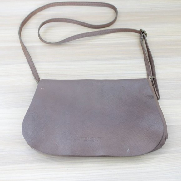Brown Leather Clutch Crossbody‎ Sling Italian Purse Small Camel Genuine ITALY - Picture 3 of 12